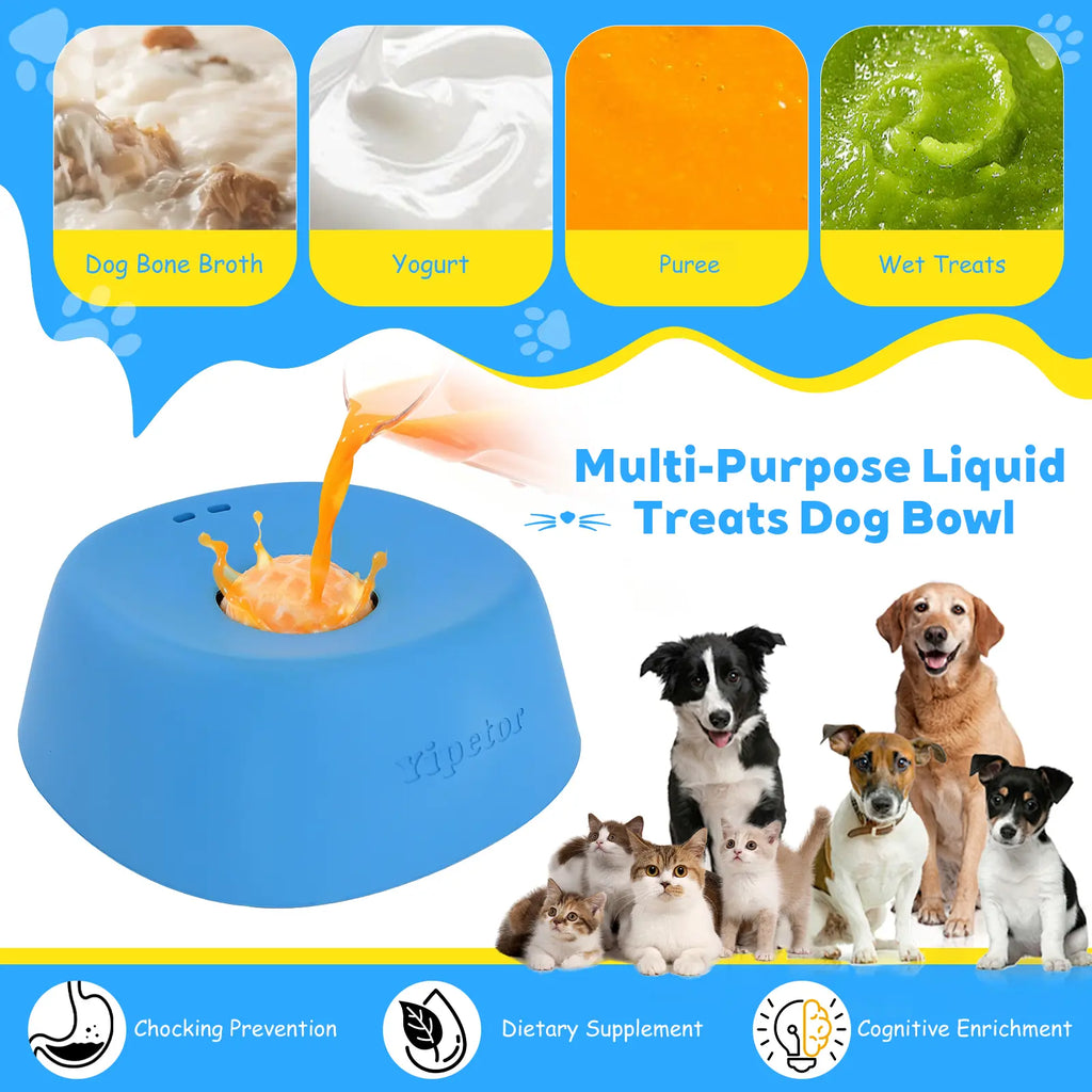 Yipetor Slow Feeder Dog Bowls for Liquid Treat, [Built-In Rolling Ball] No Spill Bone Broth Dog Licking Bowl, Multi-Purpose Puppy Yogurt Feeder Bowl for All Breeds Dietary Supplement/Post-Op Nutrition Feeding,#Summervibes #Petlovers